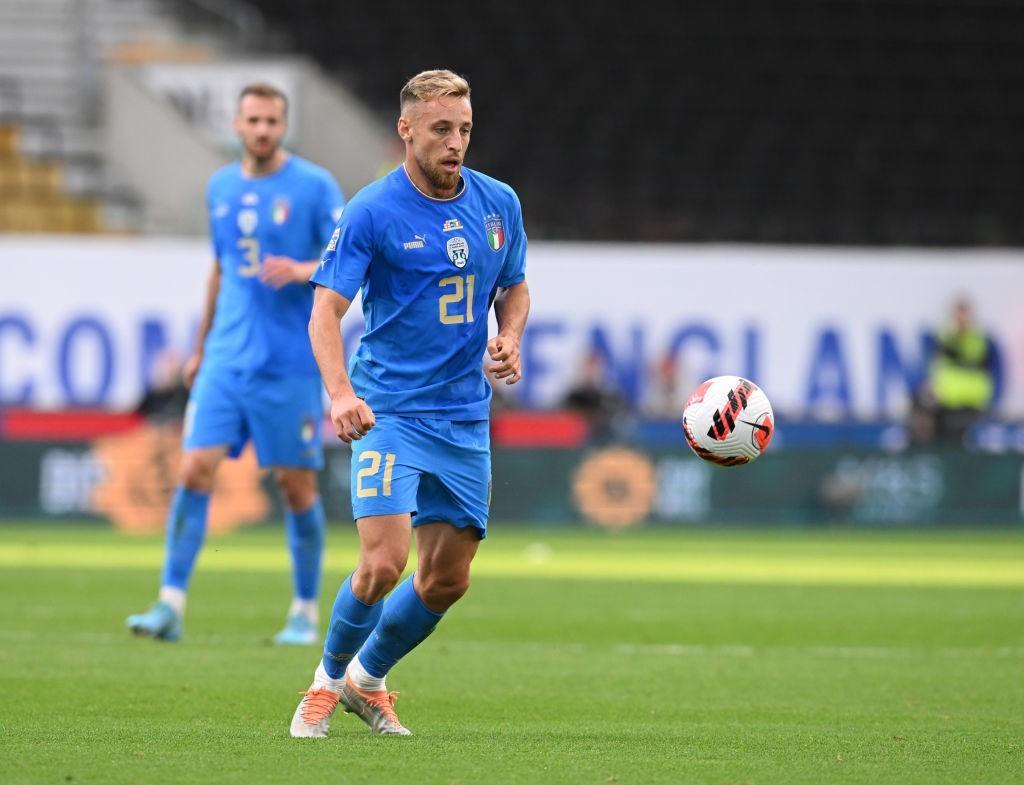 Davide Frattesi con la Nazionale contro l'Inghilterra (Getty Images)