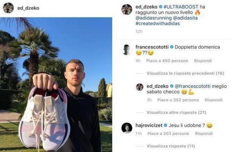 Il botta e risposta social tra Dzeko e Totti