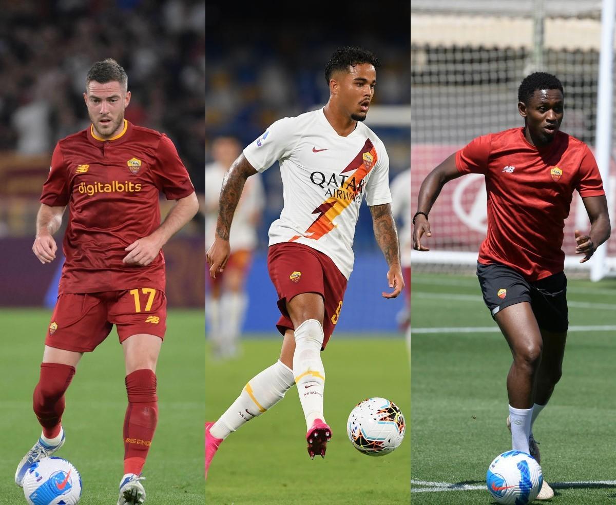Jordan Veretout, Justin Kluivert e Amadou Diawara con la maglia della Roma (As Roma via Getty Images)