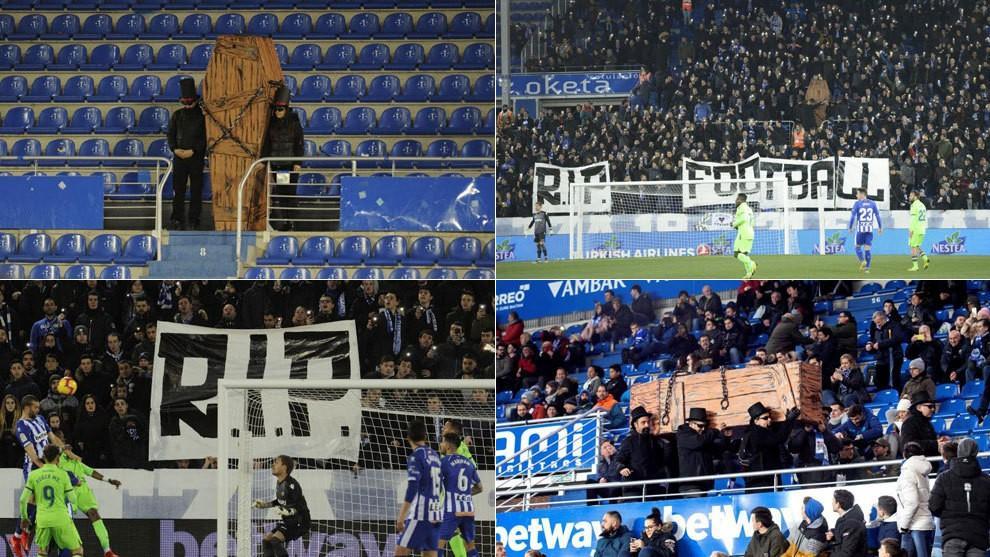 La protesta dei tifosi dell'Alaves: con le partite di lunedì il calcio muore