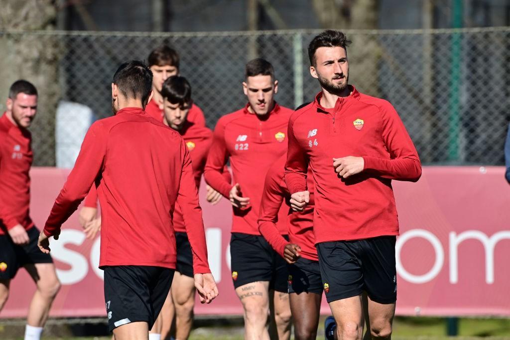 Alcuni giallorossi in allenamento (As Roma via Getty Images)