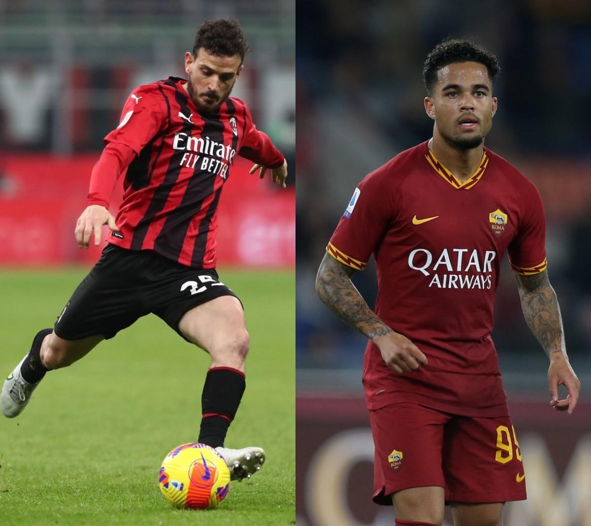 Florenzi con la maglia del Milan e Kluivert con la maglia della Roma nel 2020 (Getty Images)