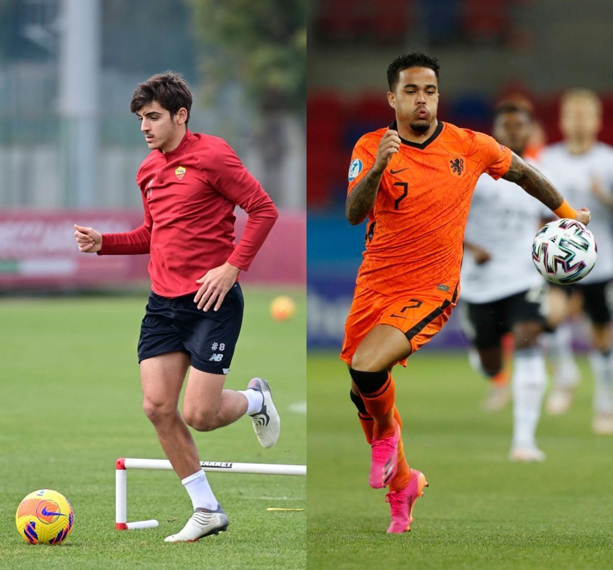 Gonzalo Villar con la maglia della Roma e Justin Kluivert con la maglia dell'Olanda (Getty Images)