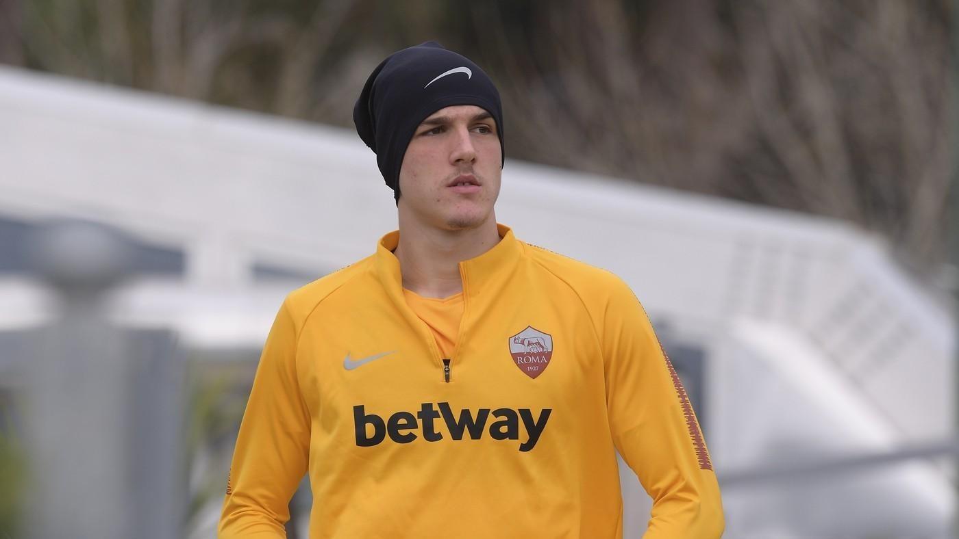 Nicolò Zaniolo durante un allenamento, di LaPresse