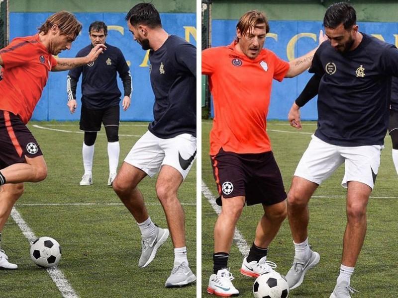 Alberto Aquilani e Francesco Totti in azione