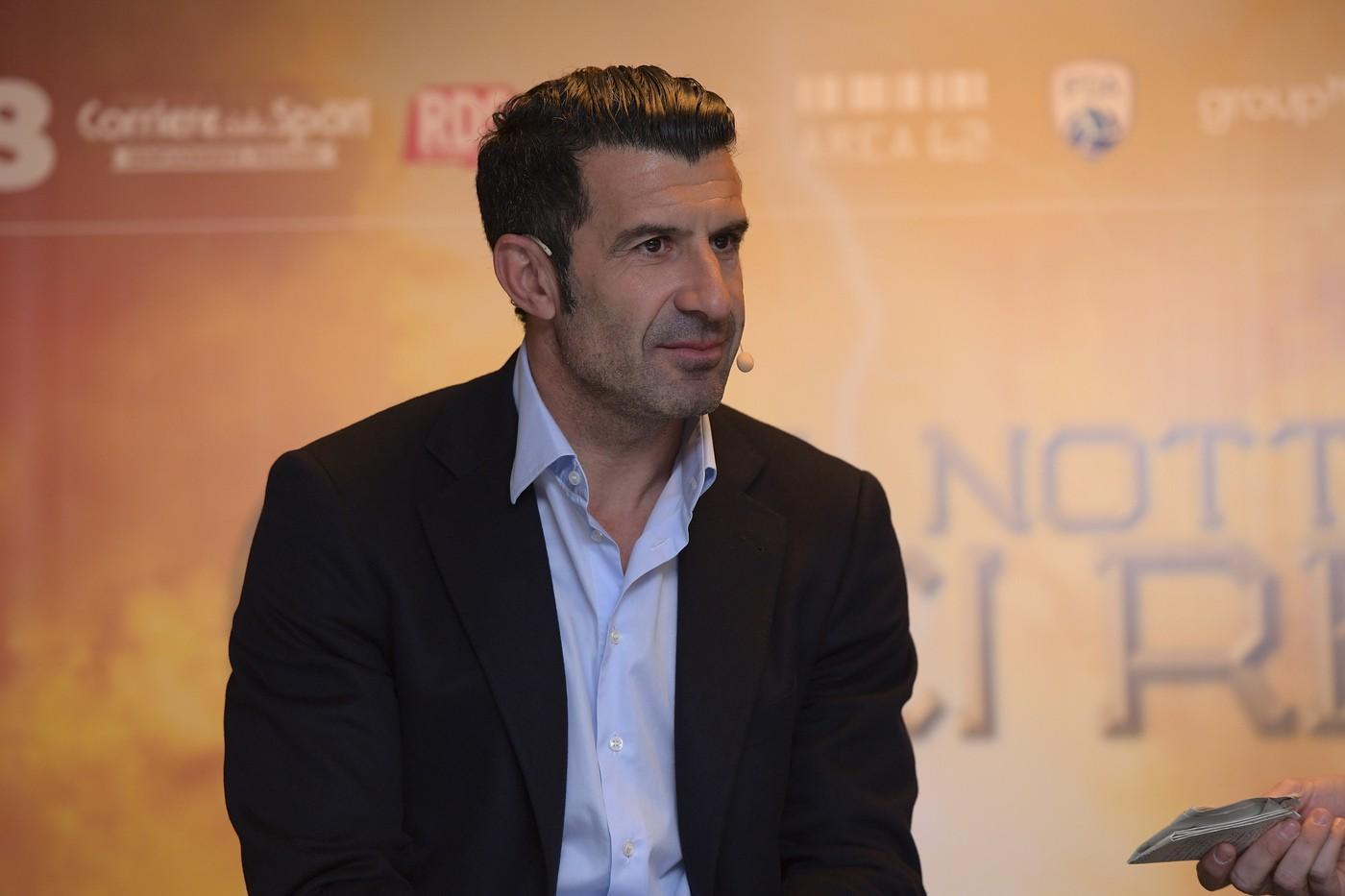 Figo nel corso della presentazione della partita amichevole, di LaPresse