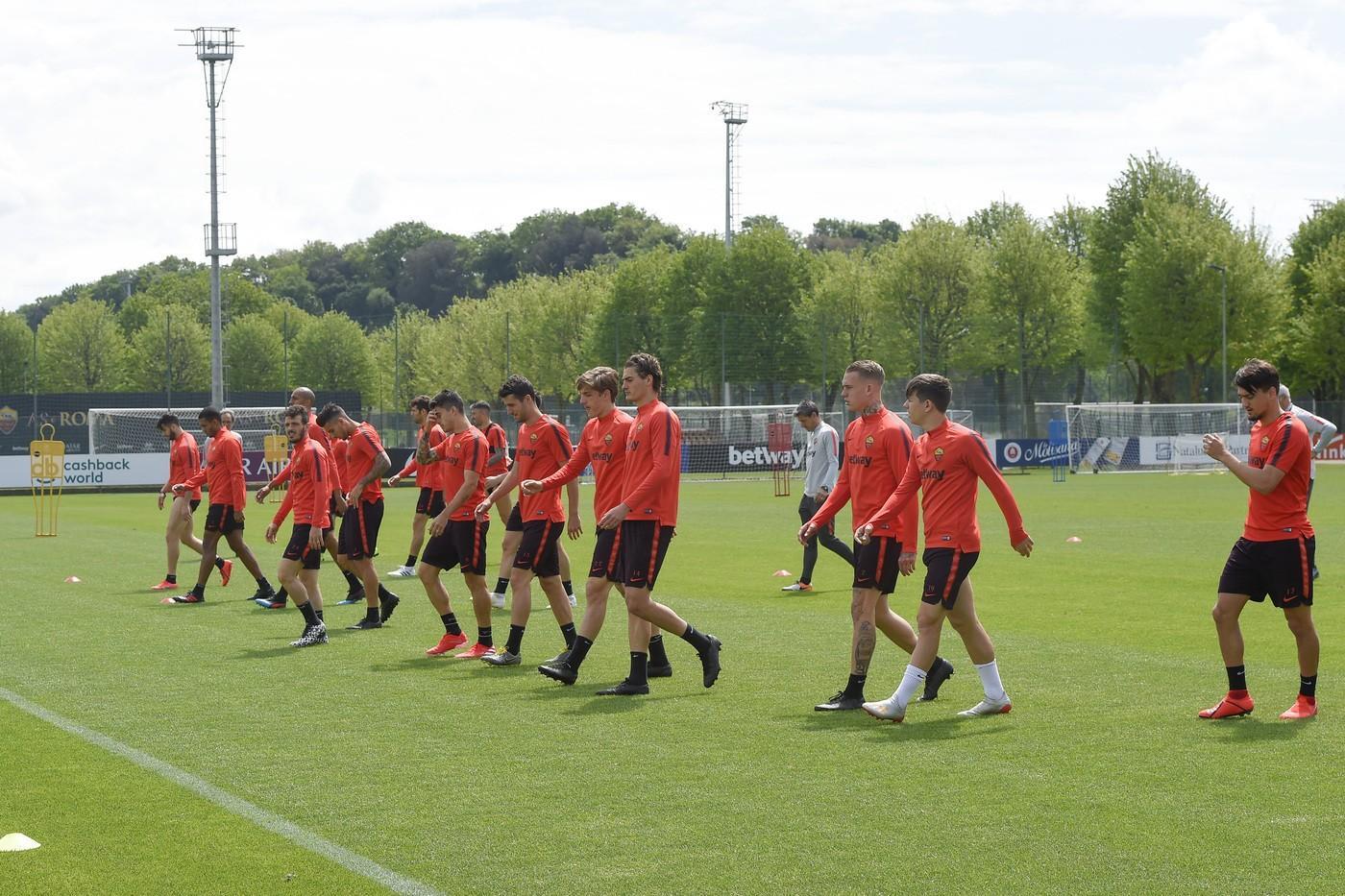 Gli uomini di Ranieri si allenano a Trigoria, di LaPresse