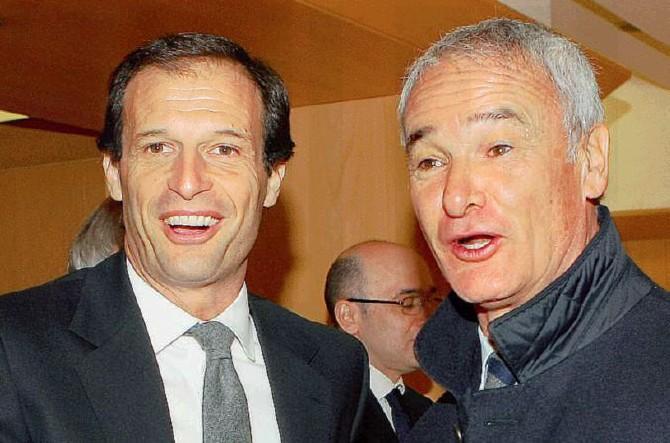 Allegri e Ranieri in una foto d'archivio, di LaPresse