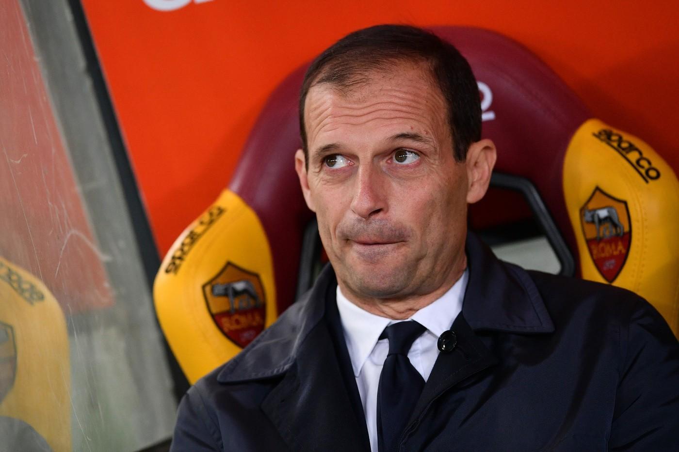 Massimiliano Allegri, allenatore dei bianconeri, durante Roma-Juventus