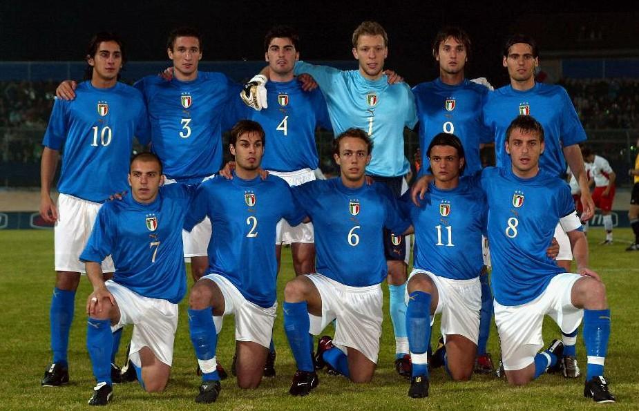 La Nazionale Under 21 in cui c'erano anche De Rossi, Pepe e Bovo, di LaPresse