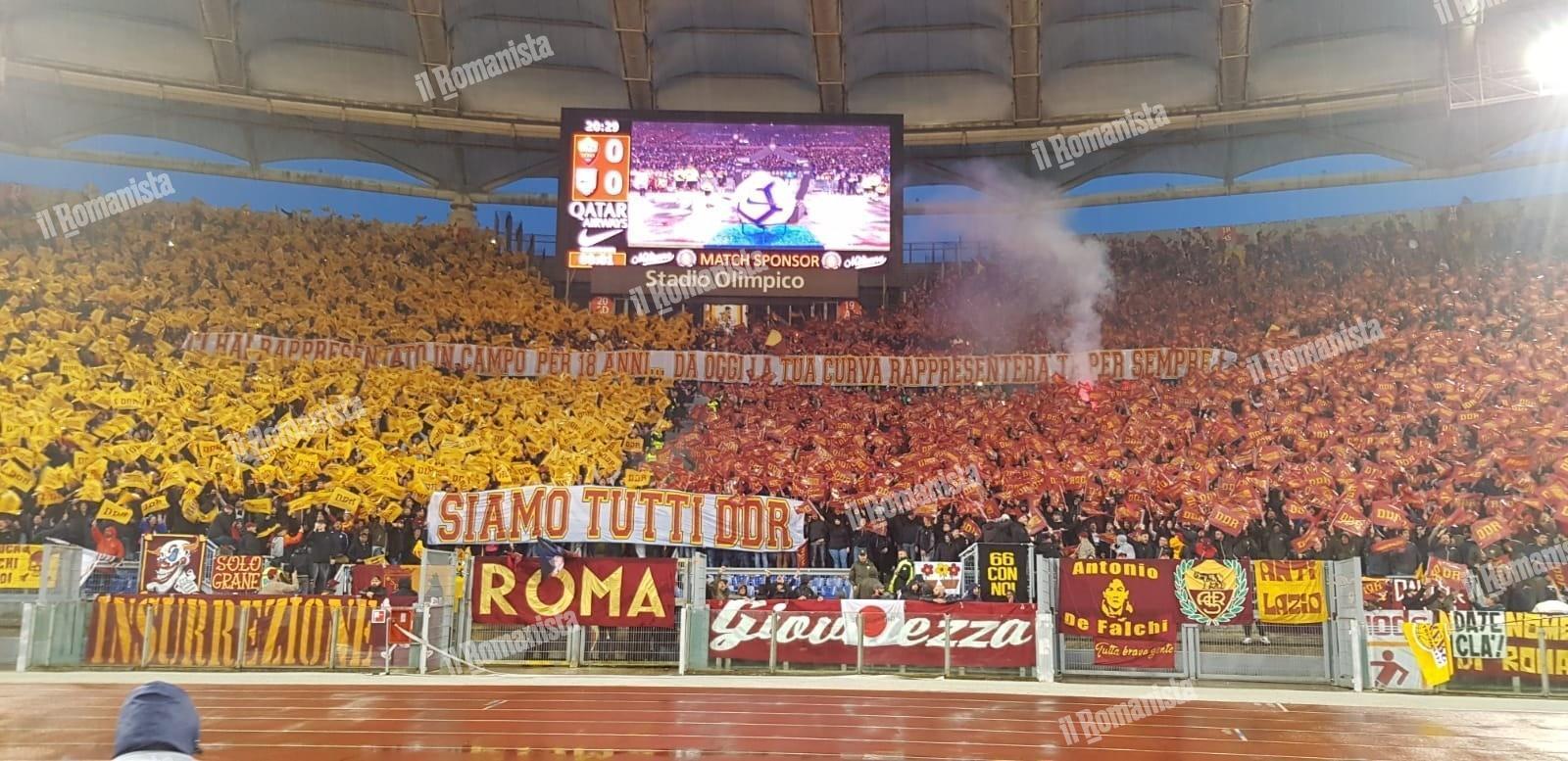 La coreografia della Curva Sud, di Mancini