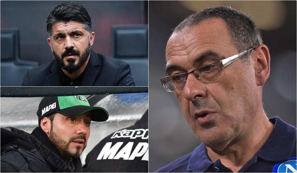 Gattuso, De Zerbi e Sarri, di LaPresse