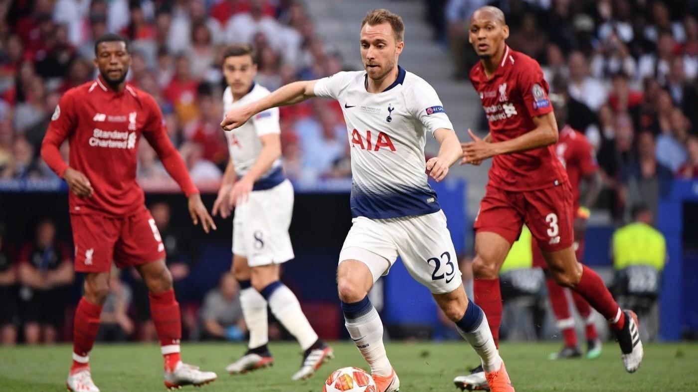 Eriksen in azione contro il Liverpool, di LaPresse