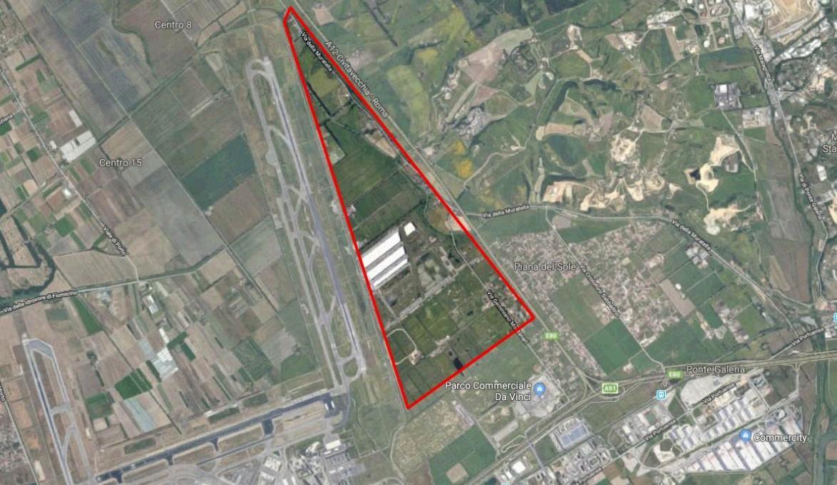 L’area proposta tra le autostrade Roma-Fiumicino e Roma-Civitavecchia, di circa 350 ettari e già edificabile secondo il Piano Regolatore