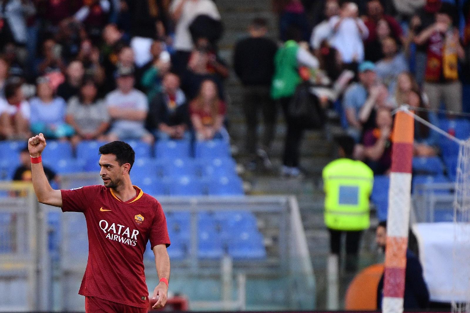 Javier Pastore con la maglia della Roma, di LaPresse