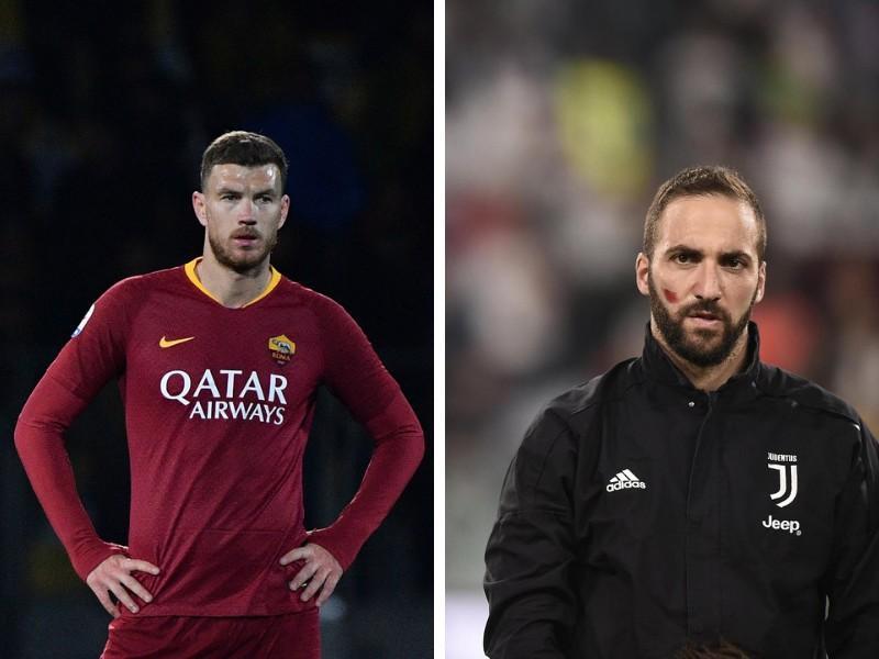 Edin Dzeko e Gonzalo Higuain, di LaPresse