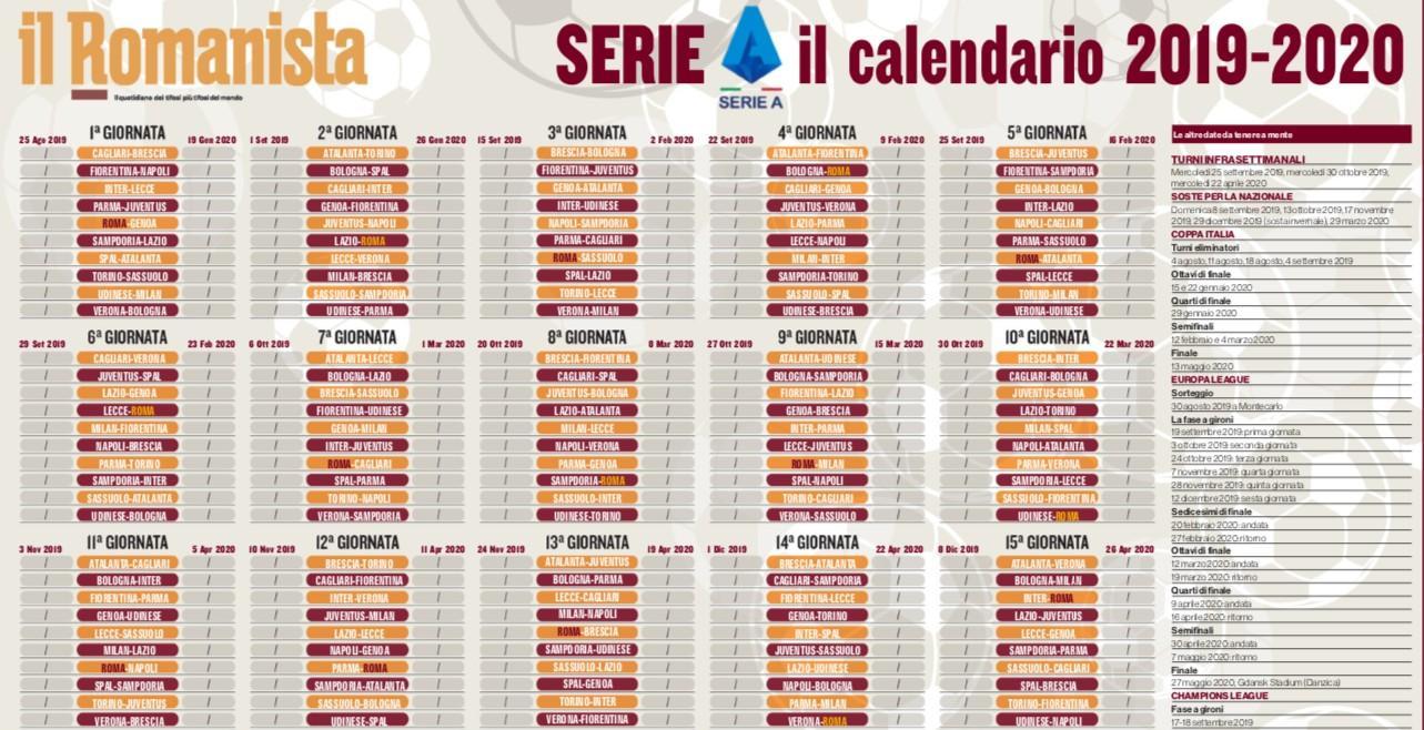 Il calendario completo della Serie A 2019-20