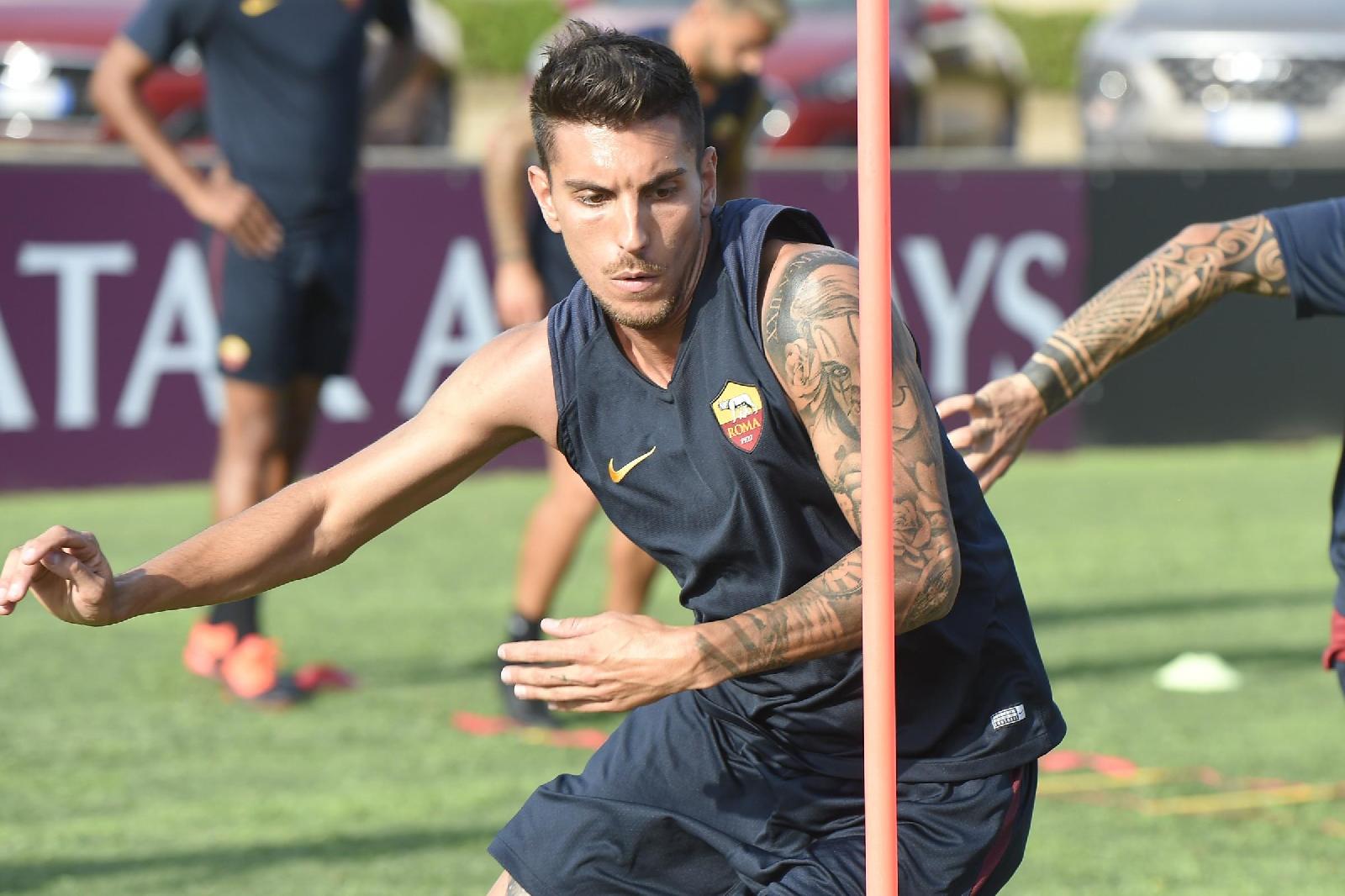 Lorenzo Pellegrini a Trigoria, di LaPresse