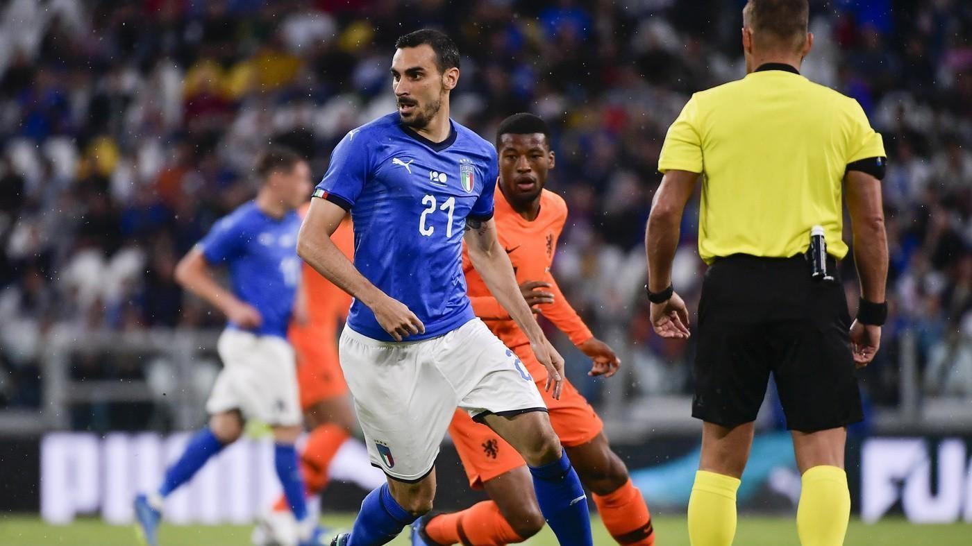 Davide Zappacosta in azione con l'Italia, di LaPresse