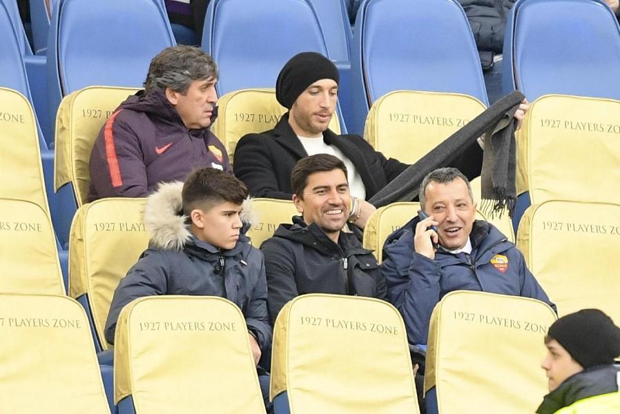 David Pizarro in tribuna allo stadio Olimpico, di LaPresse