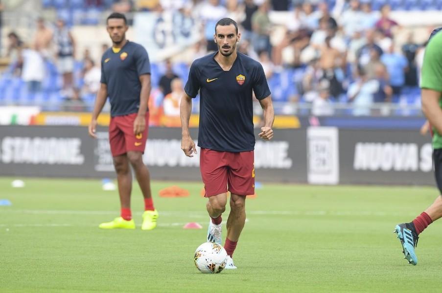 Davide Zappacosta durante il riscaldamento del derby, di LaPresse