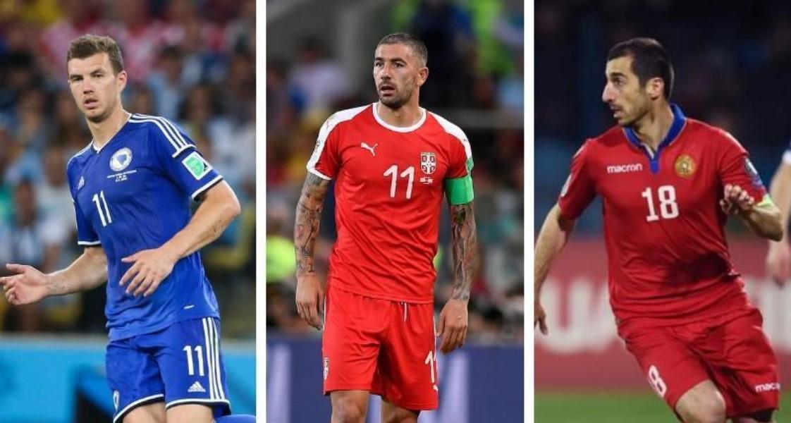 Edin Dzeko, Aleksandar Kolarov e Henrikh Mkhitaryan, di LaPresse