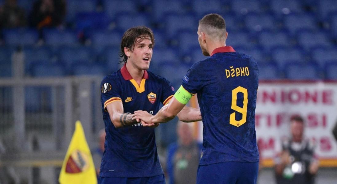 Nicolò Zaniolo e Edin Dzeko, di LaPresse