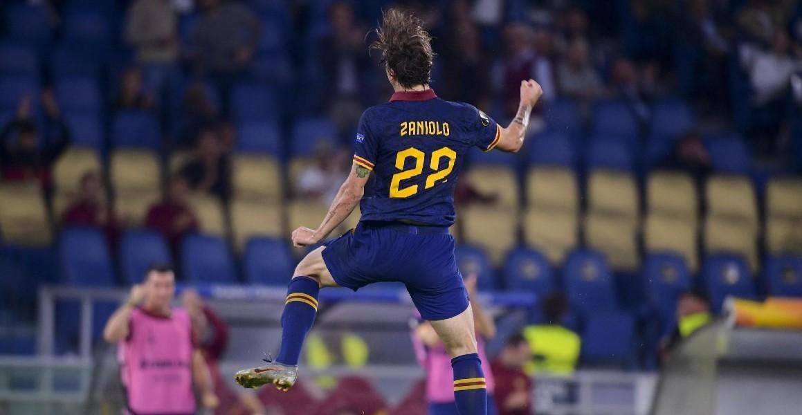 L'esultanza di Nicolò Zaniolo in Europa League, di LaPresse