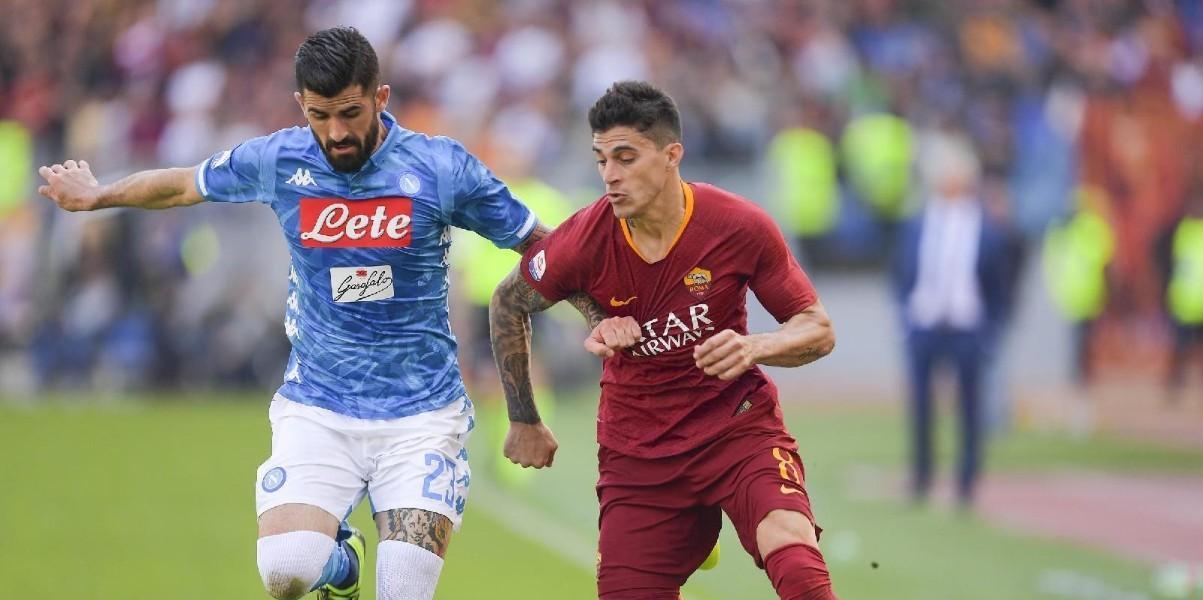 Hysaj contro Perotti nell'ultimo Roma-Napoli, di LaPresse