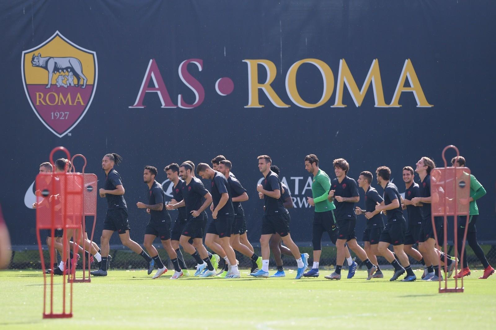 L'allenamento della squadra a Trigoria, di LaPresse