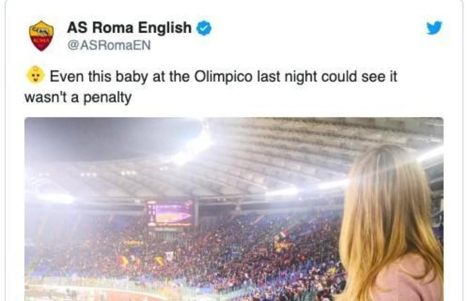 Il post apparso sull'account in lingua inglese della Roma