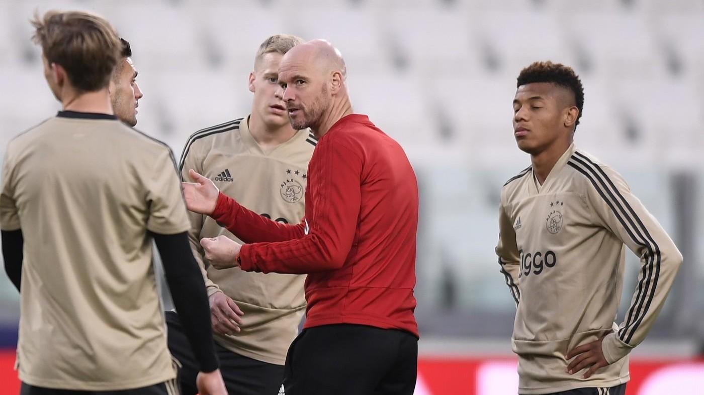 Ten Hag durante un allenamento, di LaPresse