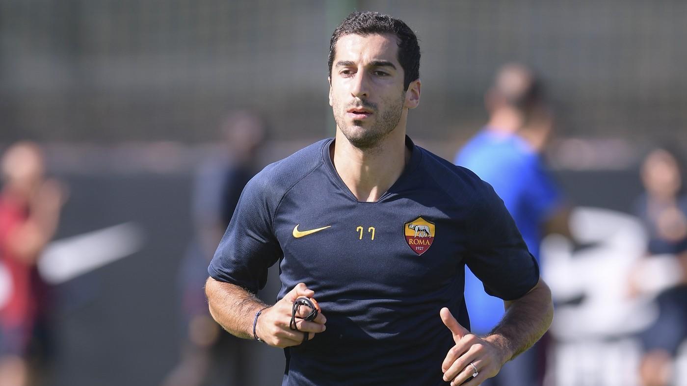 Mkhitaryan si allena a Trigoria, di LaPresse