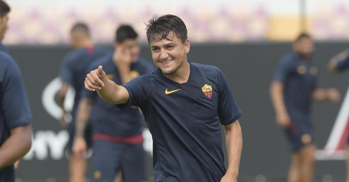 Cengiz Ünder in allenamento con la Roma, di LaPresse