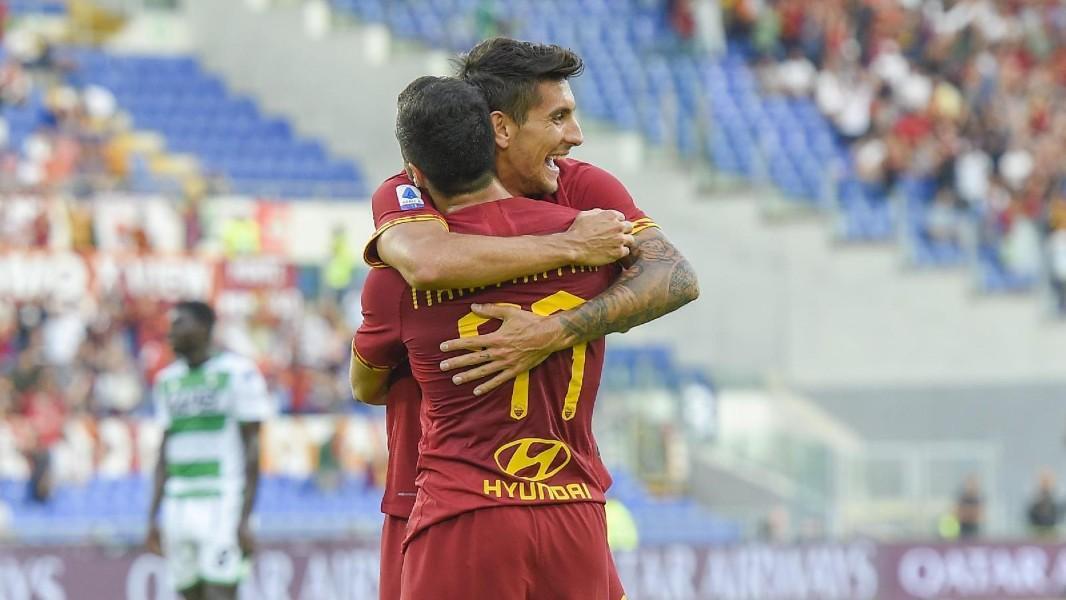 Lorenzo Pellegrini e Hernikh Mkhitaryan, di LaPresse