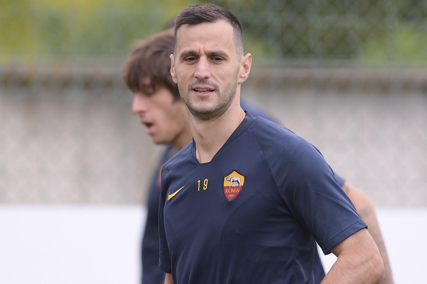 Nikola Kalinic si allena a Trigoria, di LaPresse