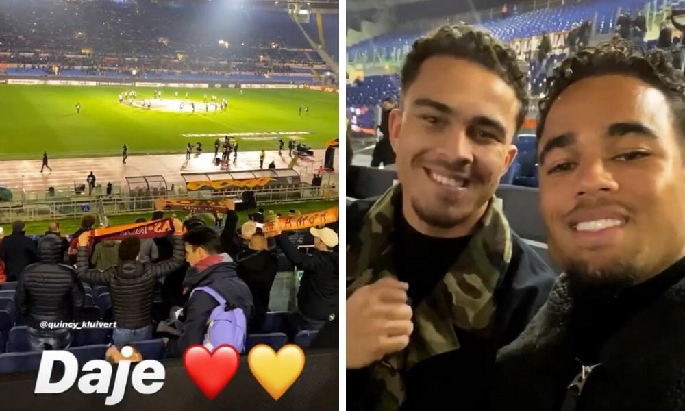 Justin Kluivert in compagnia del fratello per Roma-Wolfsberger