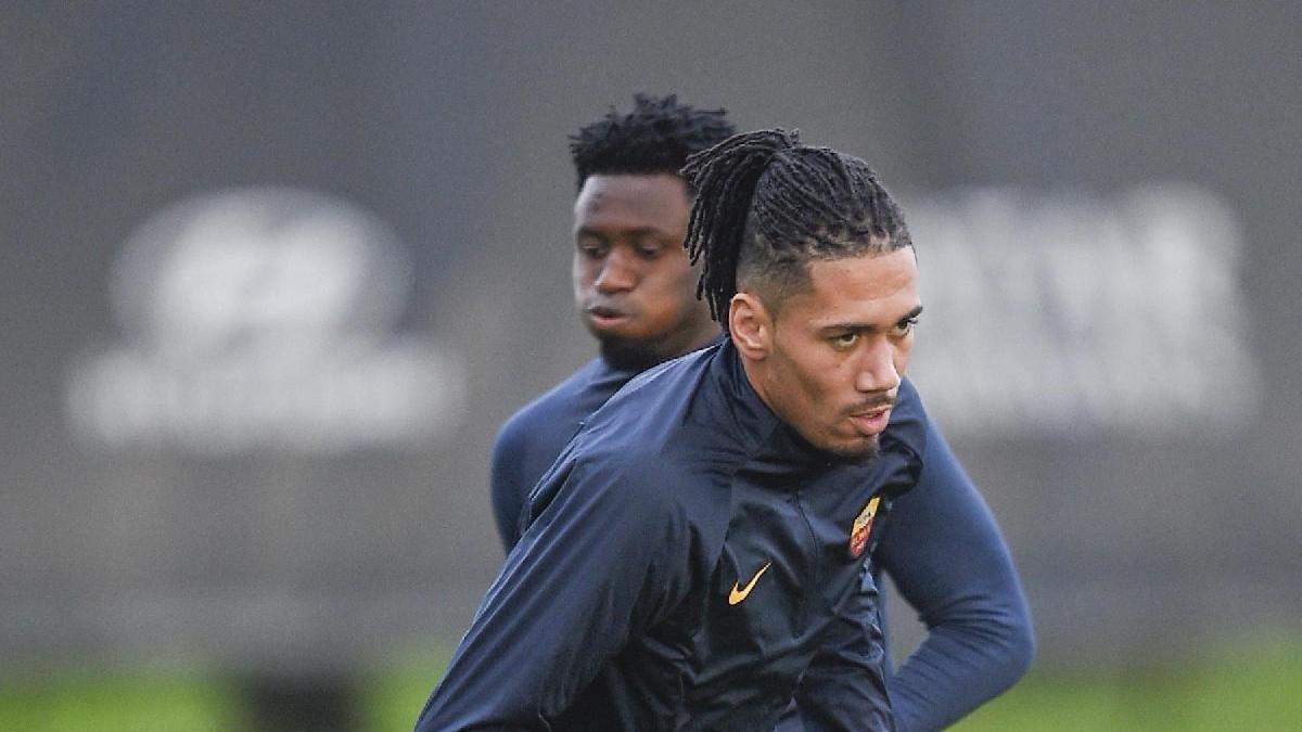 Smalling in allenamento a Trigoria, di LaPresse