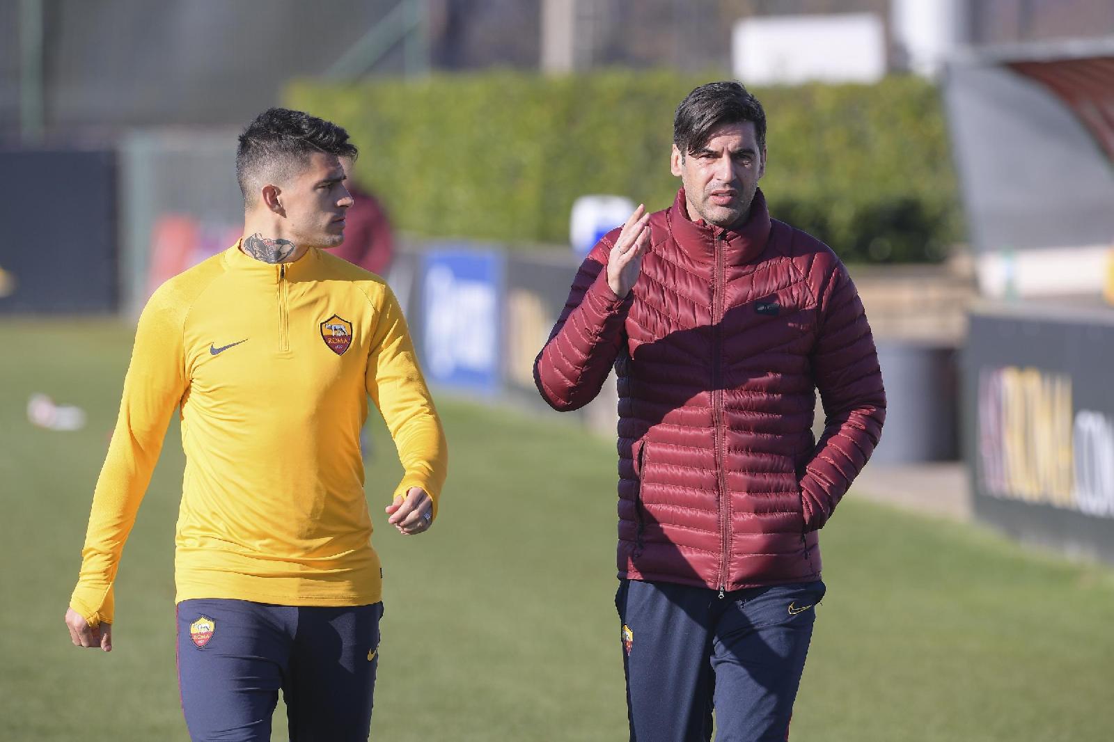 Diego Perotti e Paulo Fonseca, di LaPresse