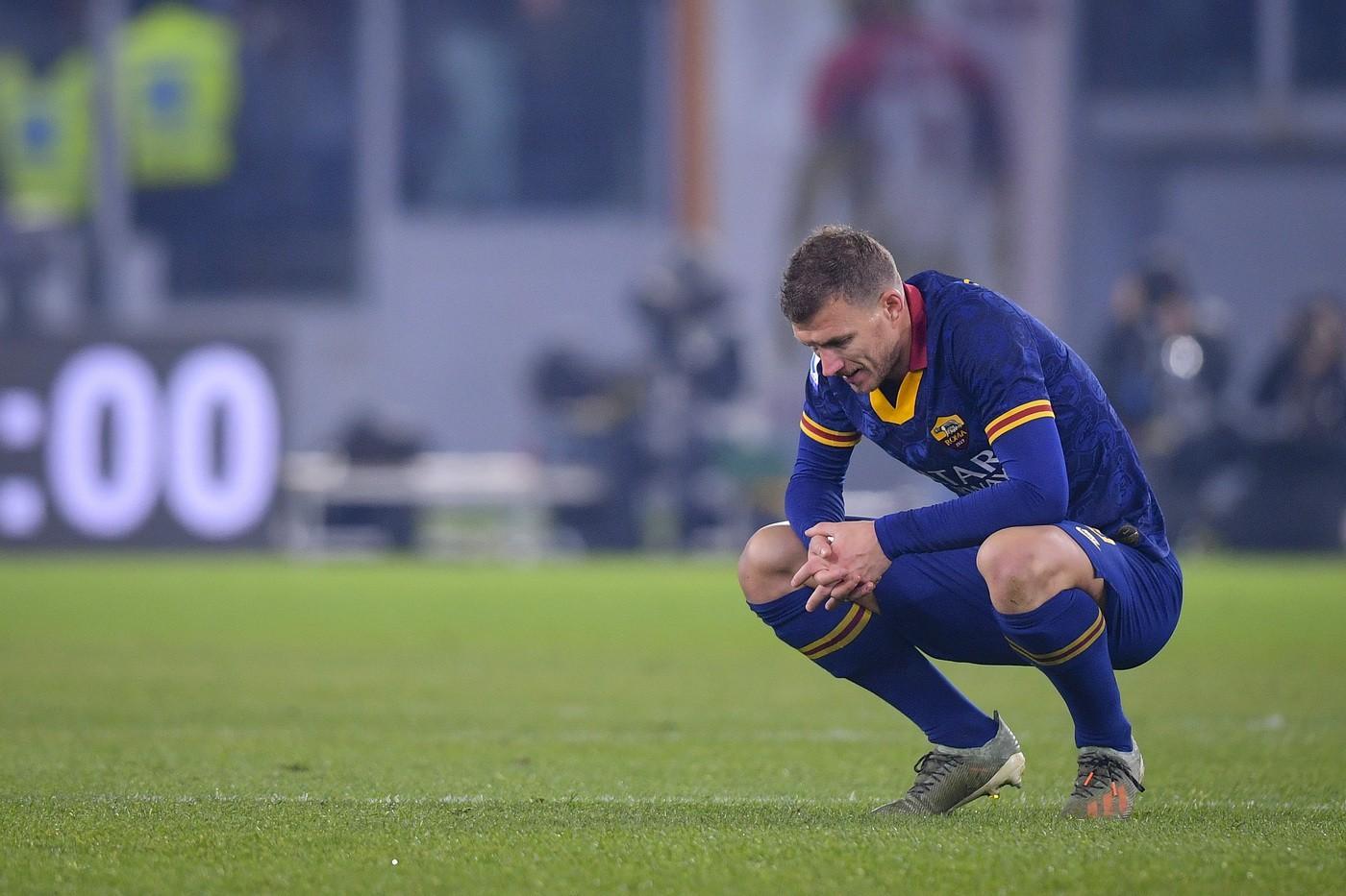 Edin Dzeko al termine di Roma-Juventus, di LaPresse