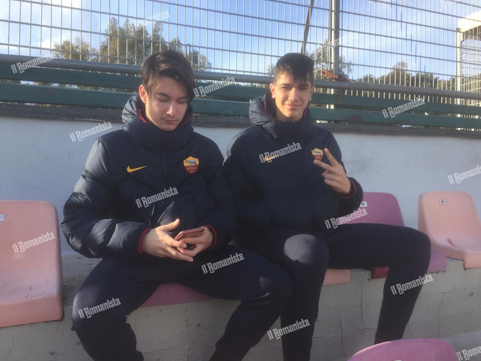 Jurgens (a sinistra) e Volpato (a destra) a Trigoria, per la gara dell'Under 17