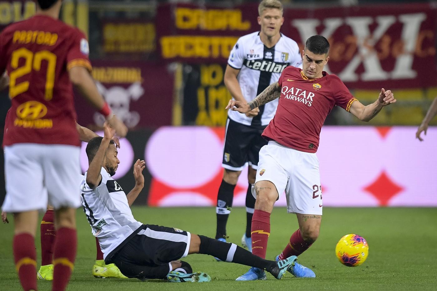Gianluca Mancini in campo contro il Parma, di LaPresse