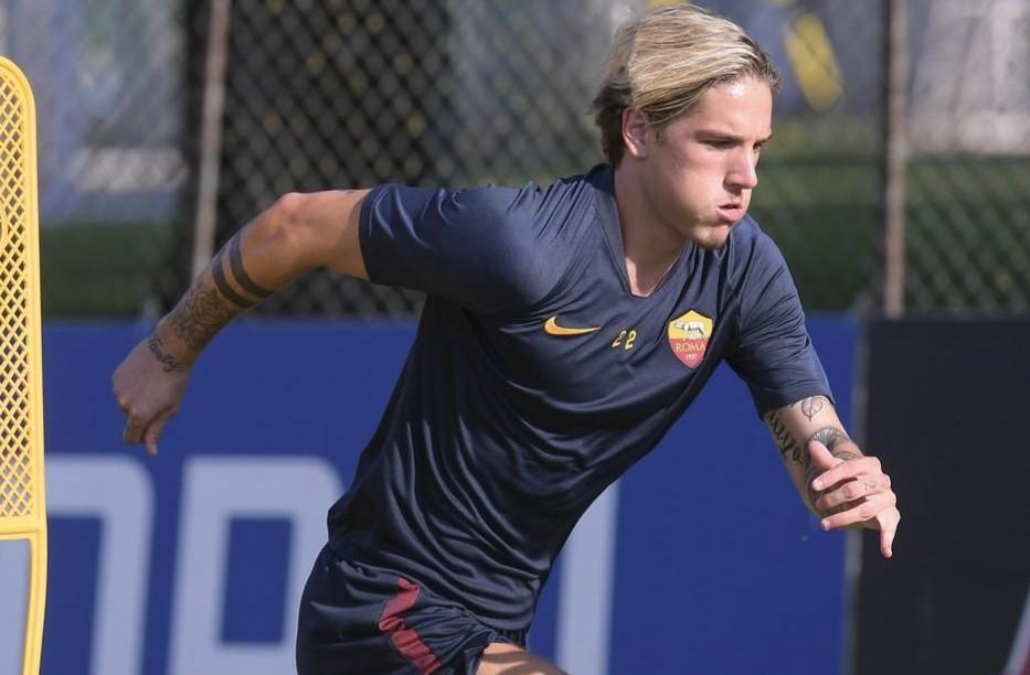 Zaniolo in allenamento a Trigoria, di LaPresse