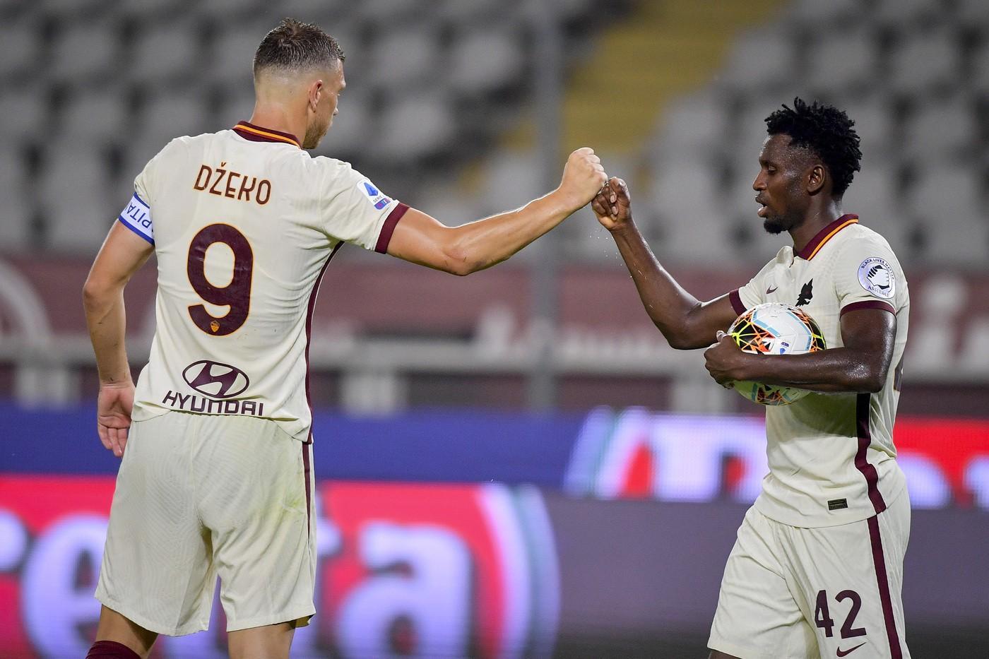 Dzeko e Diawara durante Torino-Roma, di LaPresse