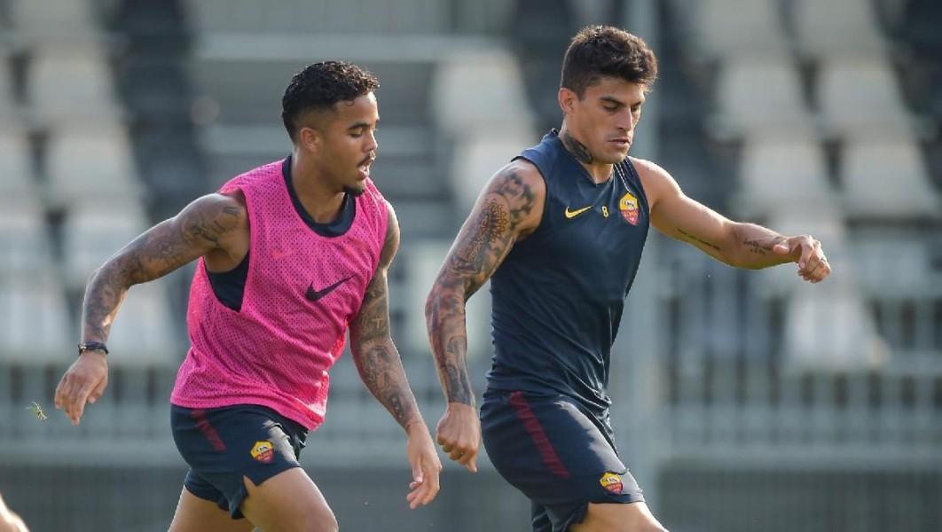 Justin Kluivert e Diego Perotti in allenamento, di LaPresse