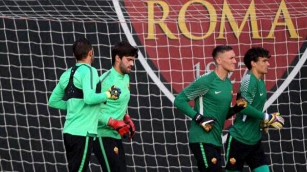 Zamarion a Trigoria con Lobont, Alisson e Skorupski