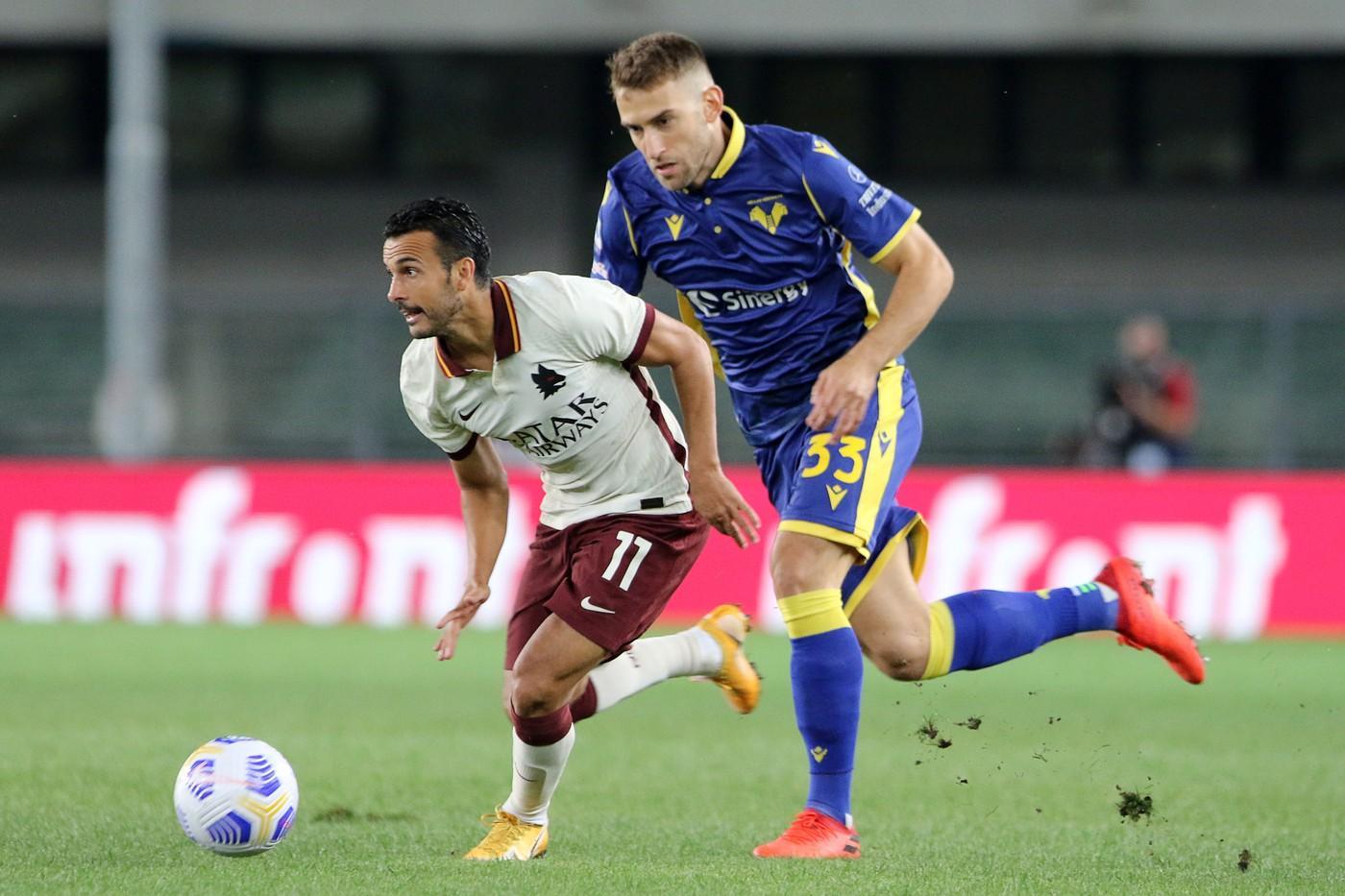 Pedro in azione durante Verona-Roma, di LaPresse