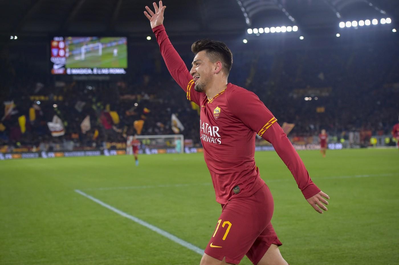 Cengiz Under dopo il gol contro il Lecce, di LaPresse