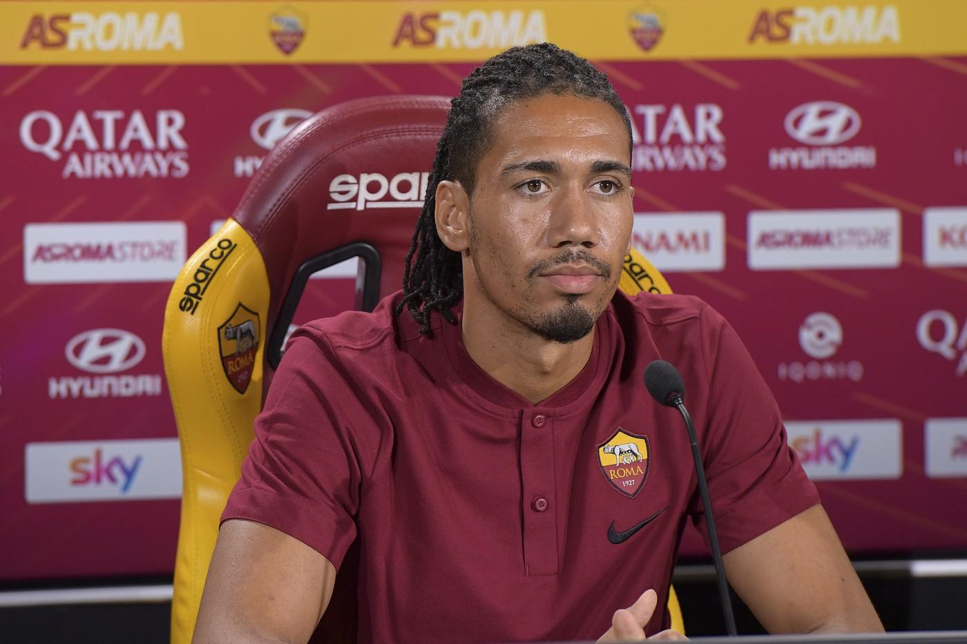 Chris Smalling durante la conferenza stampa di presentazione, di LaPresse