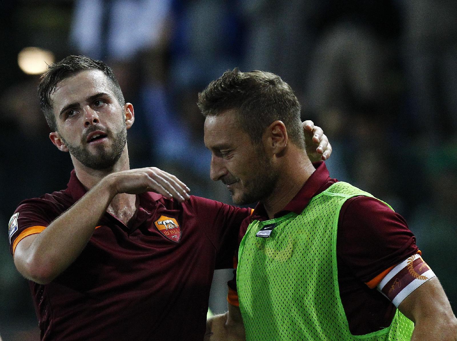 Francesco Totti e Miralem Pjanic